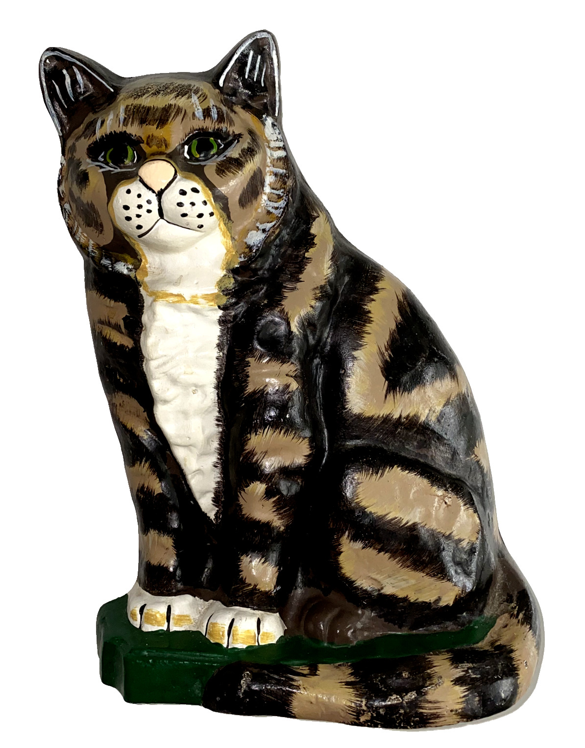 Vintage Cast Iron Painted Sitting Tom Cat Doorstop 11” Hand Painted