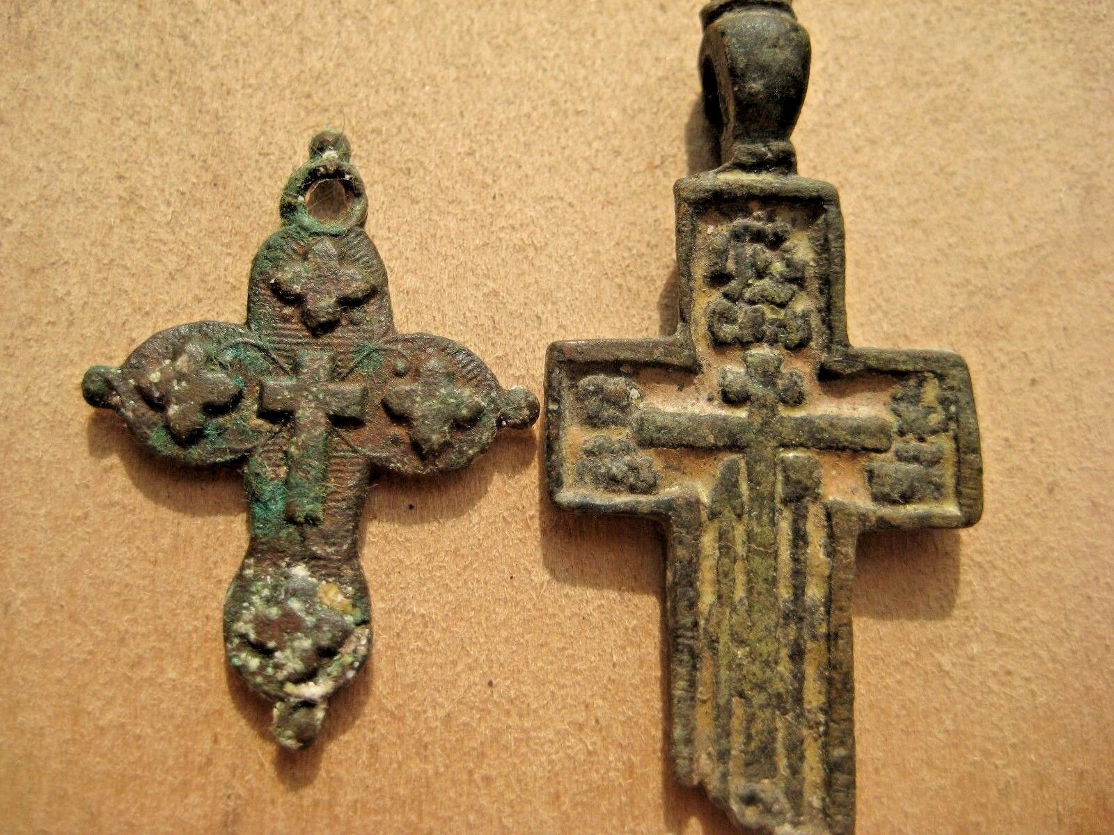 18th-19th Century Authentic  Russian Orthodox Bronze Crosses