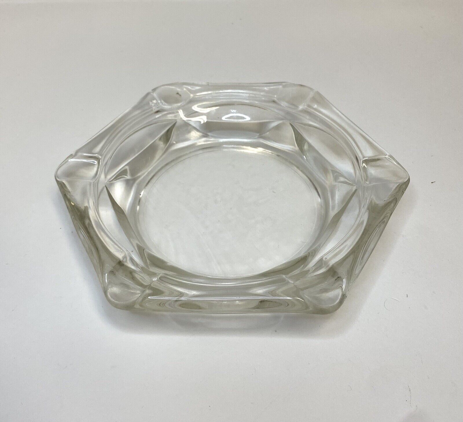 Vintage ASHTRAY Clear Glass Cigarette or Cigar-Smoking Section-