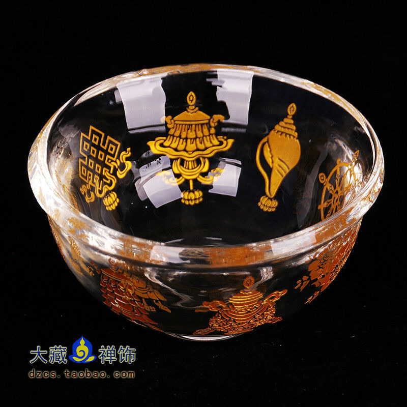 14Pc Tibetan Buddhist Offering Water Bowl Cup Buddhist Vessel Glass Blessed