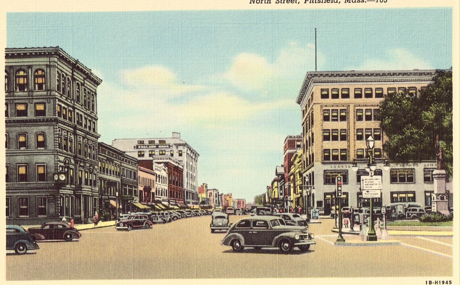 North Street - Pittsfield, Massachusetts Linen Postcard