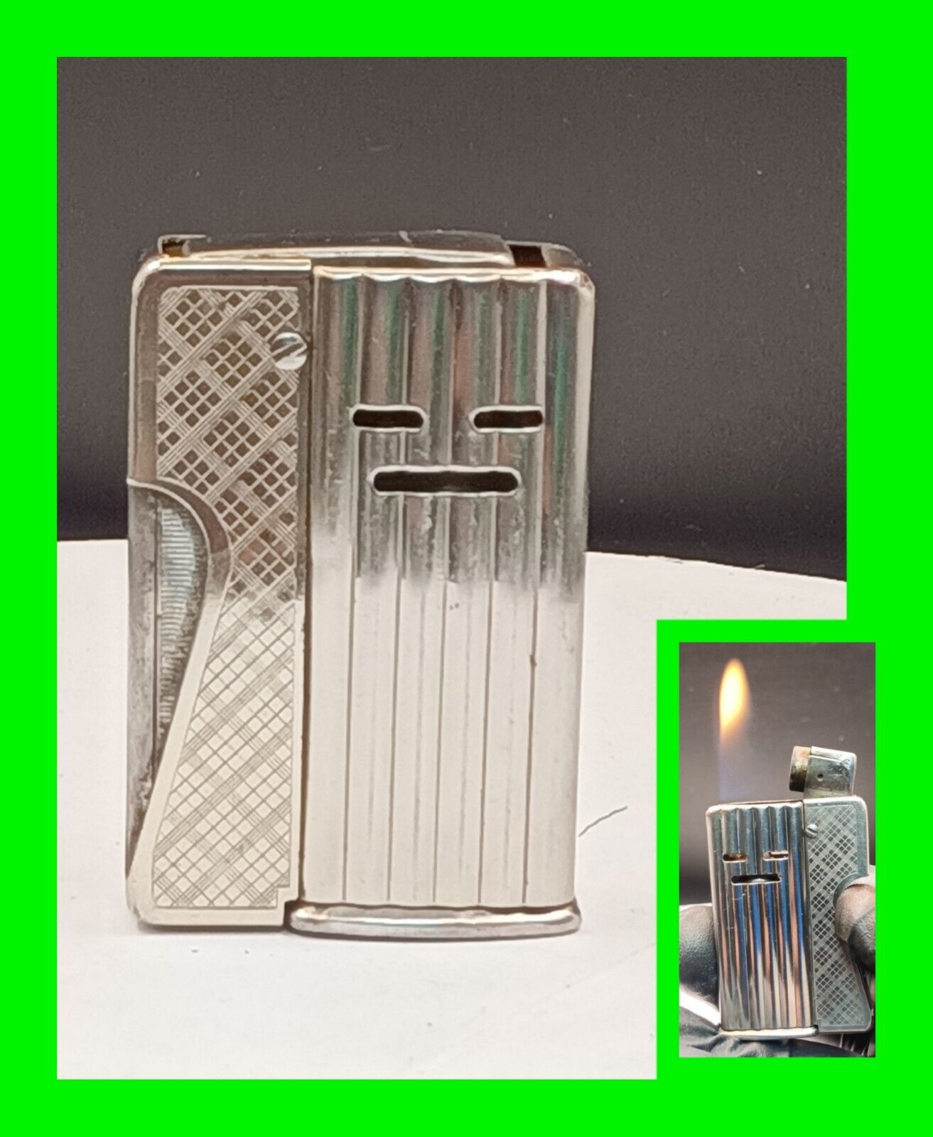 Vintage Karat Art Deco Petrol Squeeze Lighter Dubsky Metallwarenfabrik - Working