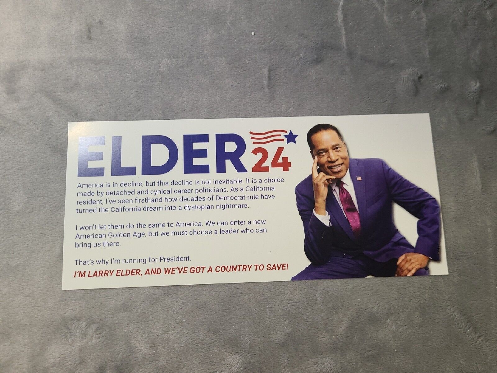Larry Elder Campaign Flier 2024 Rare Presidential Candidate 2024