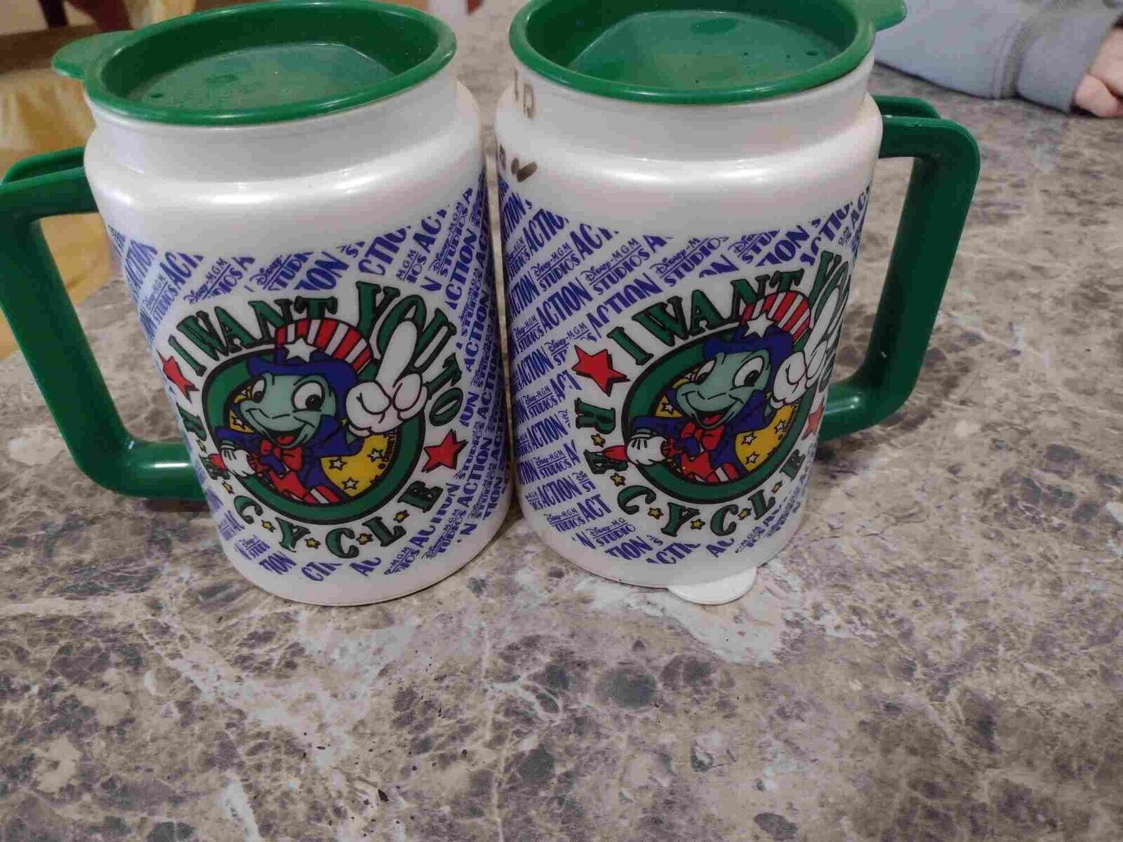 (6) 1990s disney travel mugs