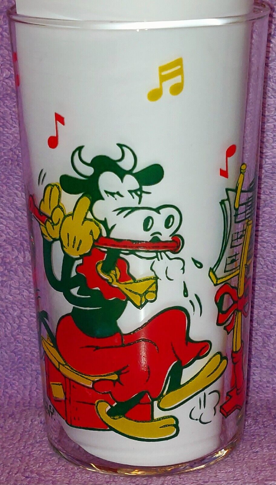 🔥RARE 1930\'S CLARABELLE 3 COLOR MUSICAL NOTES DISNEY GLASS BEAUTIFUL CONDITION