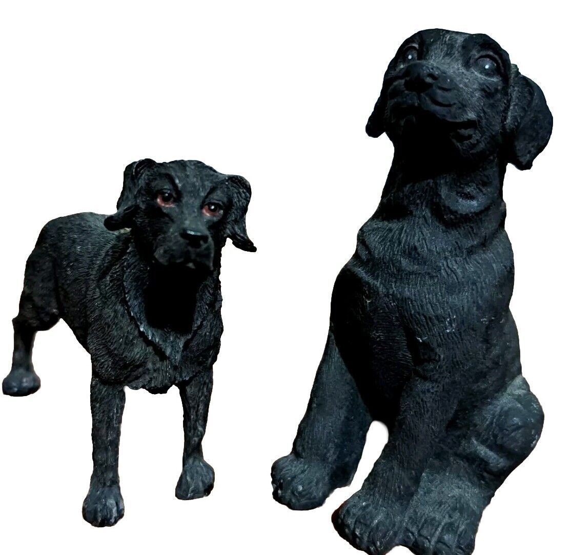 Labrador Retriever Black Lab Resin Figurines Ornaments 4IN Sitting 3IN Standing