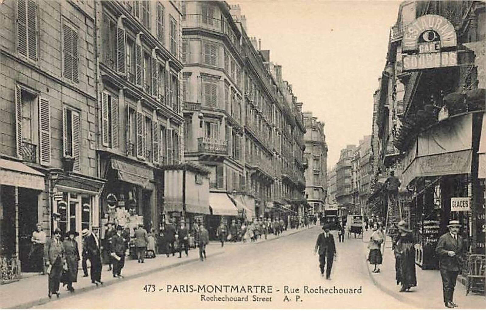 PARIS IX - Paris-Montmartre - Rue Rochechouard - restaurant, shops