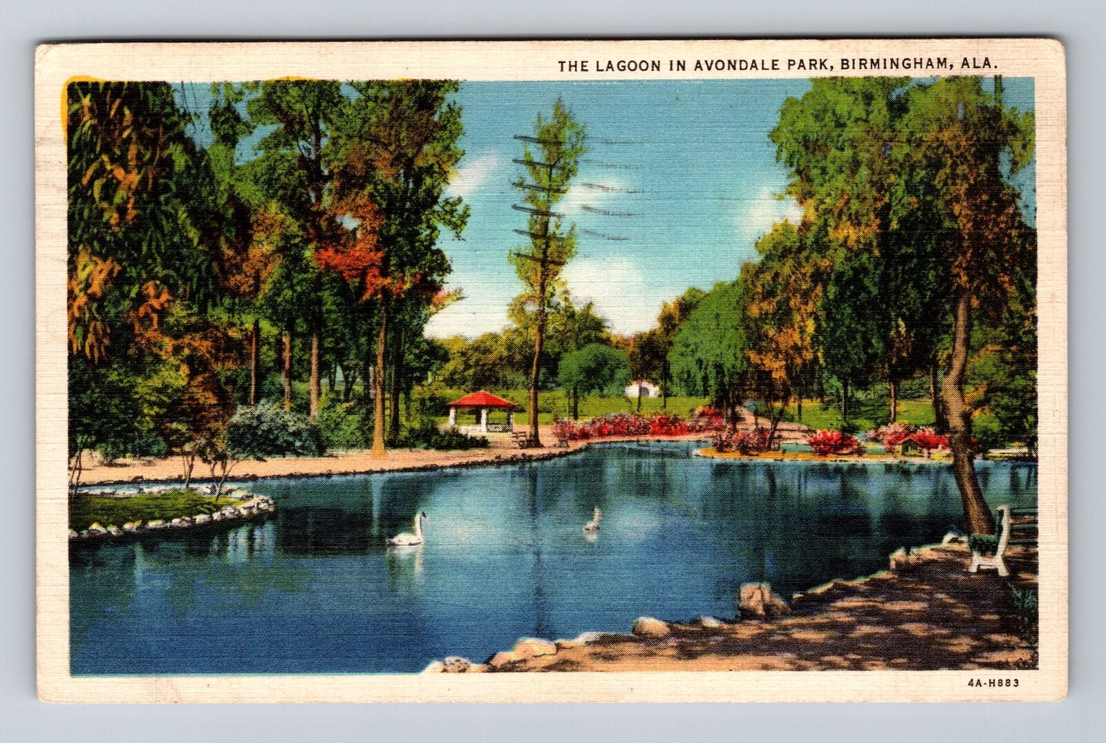 Birmingham AL-Alabama, Avondale Park, Lagoon, Antique Vintage Postcard