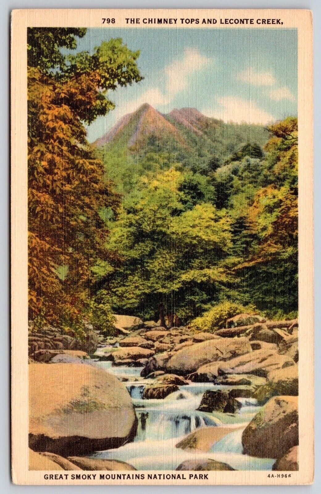 Chimney Tops Leconte Creek Great Smoky Mountain National Park Forest PM Postcard