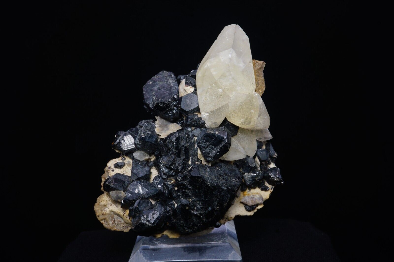 Calcite on Sphalerite / 6.6cm Rare Mineral Specimen / Pitcher Field, Oklahoma