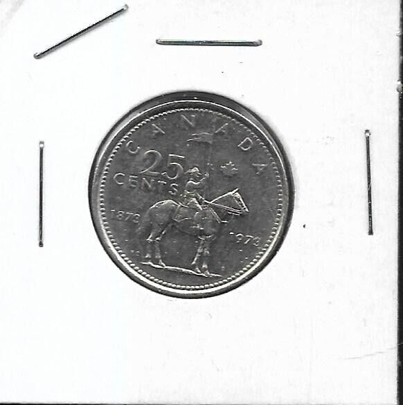 AK1043:Canada 1873-1973 RCMP oCentennial Commemorative 25 Cent Quarter Coin