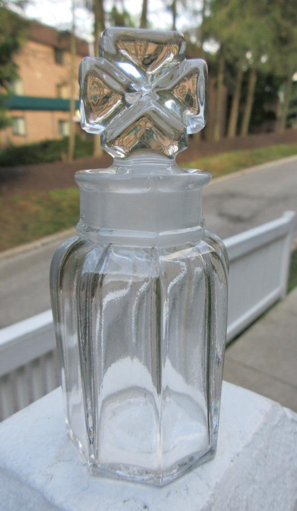 Vintage Small Baccarat Perfume Bottle w/ Chrome Cross Stopper