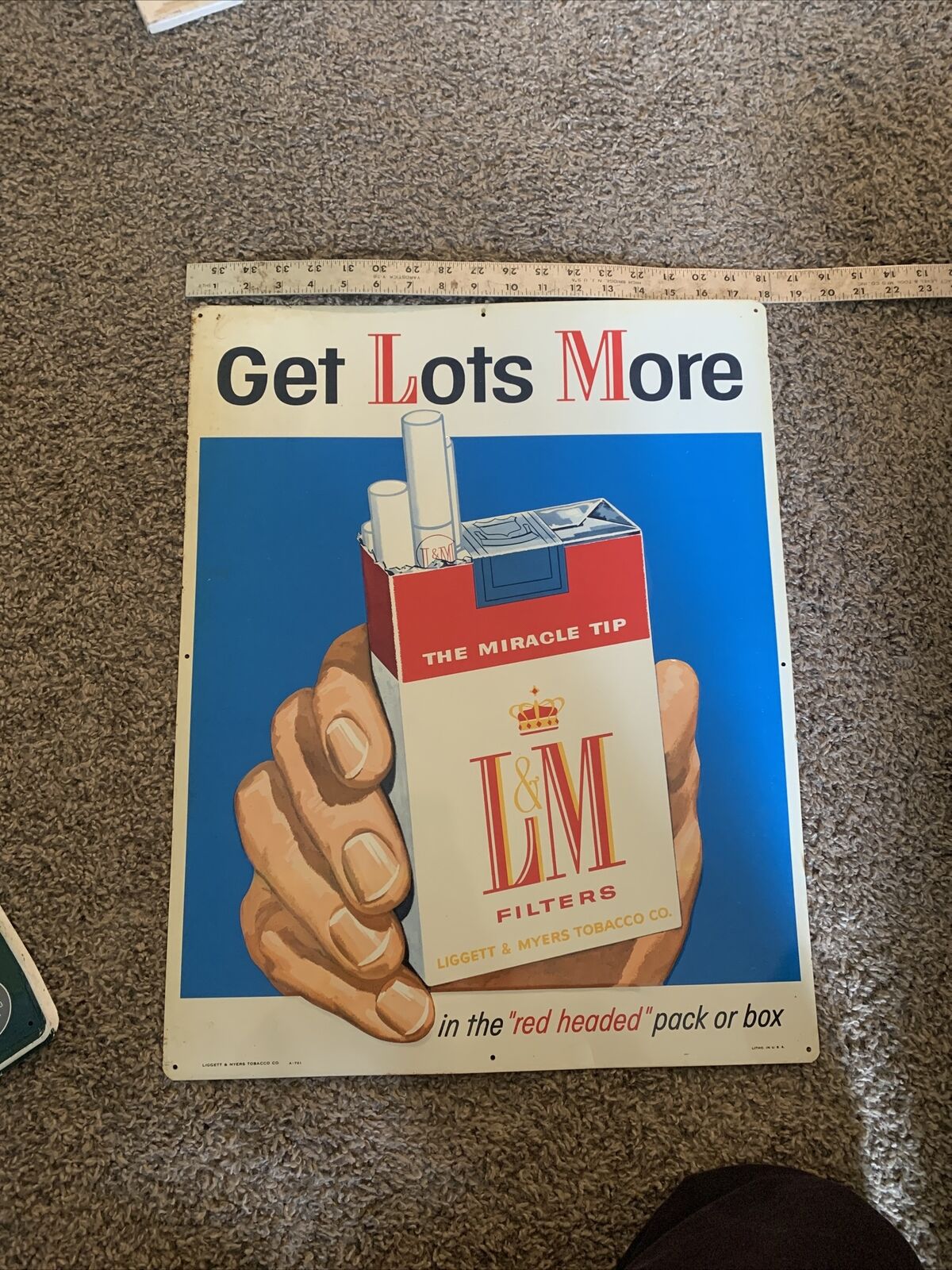 Original Tin LM Filters Cigarette Tobacco￼ Poster Sign 1950s “get Lots More”