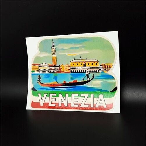 VENEZIA Vintage Style Travel Decal, Venice Vinyl Sticker, Italy Luggage Label