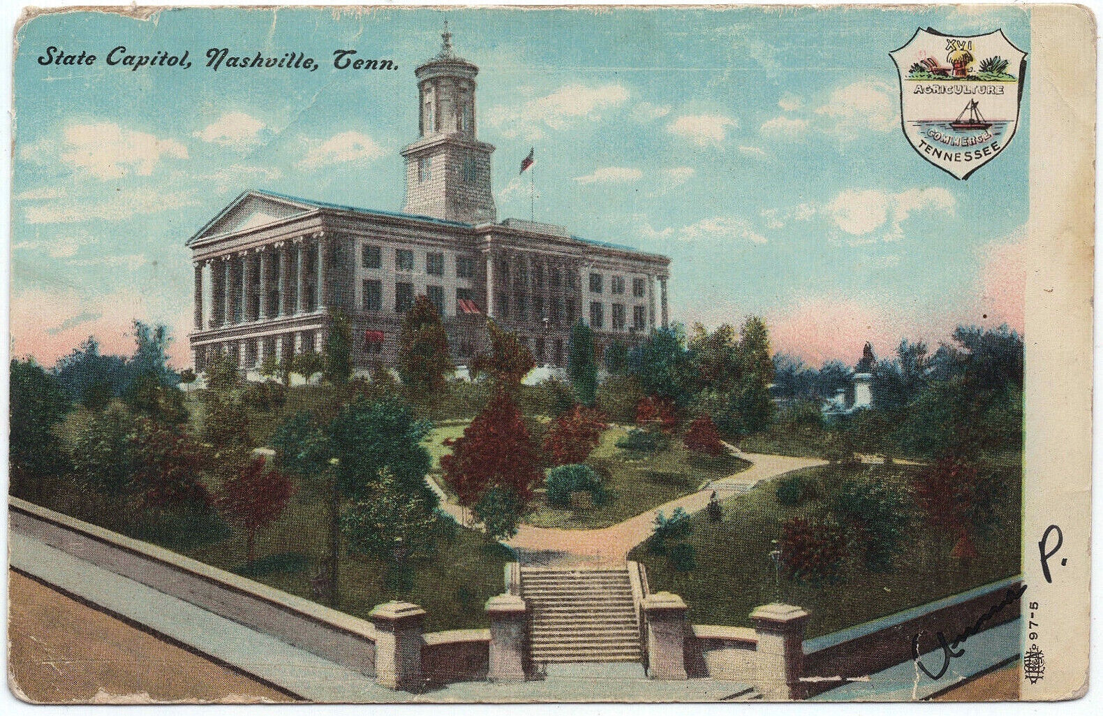 1907 Nashville TN Postcard Tennessee State Capitol Building View Seal Antique DB