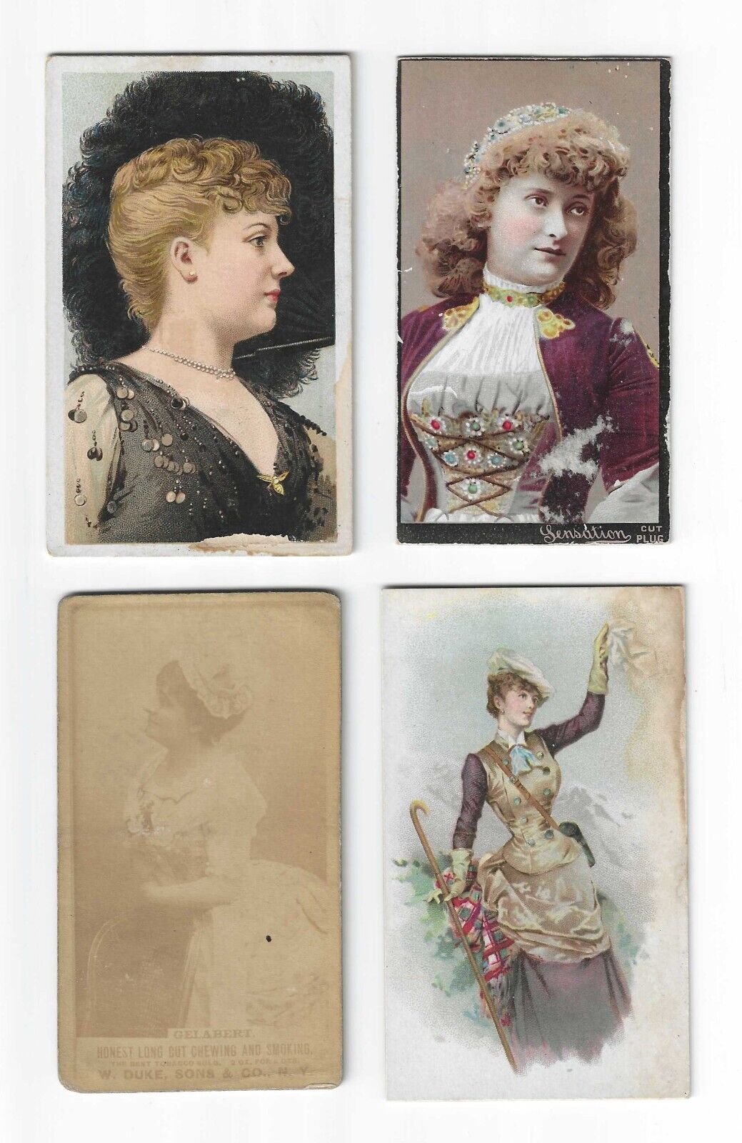 1880s Duke Tobacco Card Mixed Lot - Fair Play, Navy, Sensation, Honest Long Cut