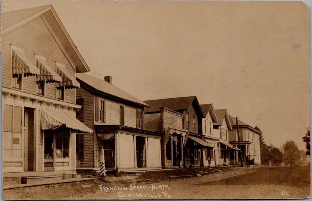 1909, Franklin Street - North, CLINTONVILLE, Pennsylvania Real Photo Postcard