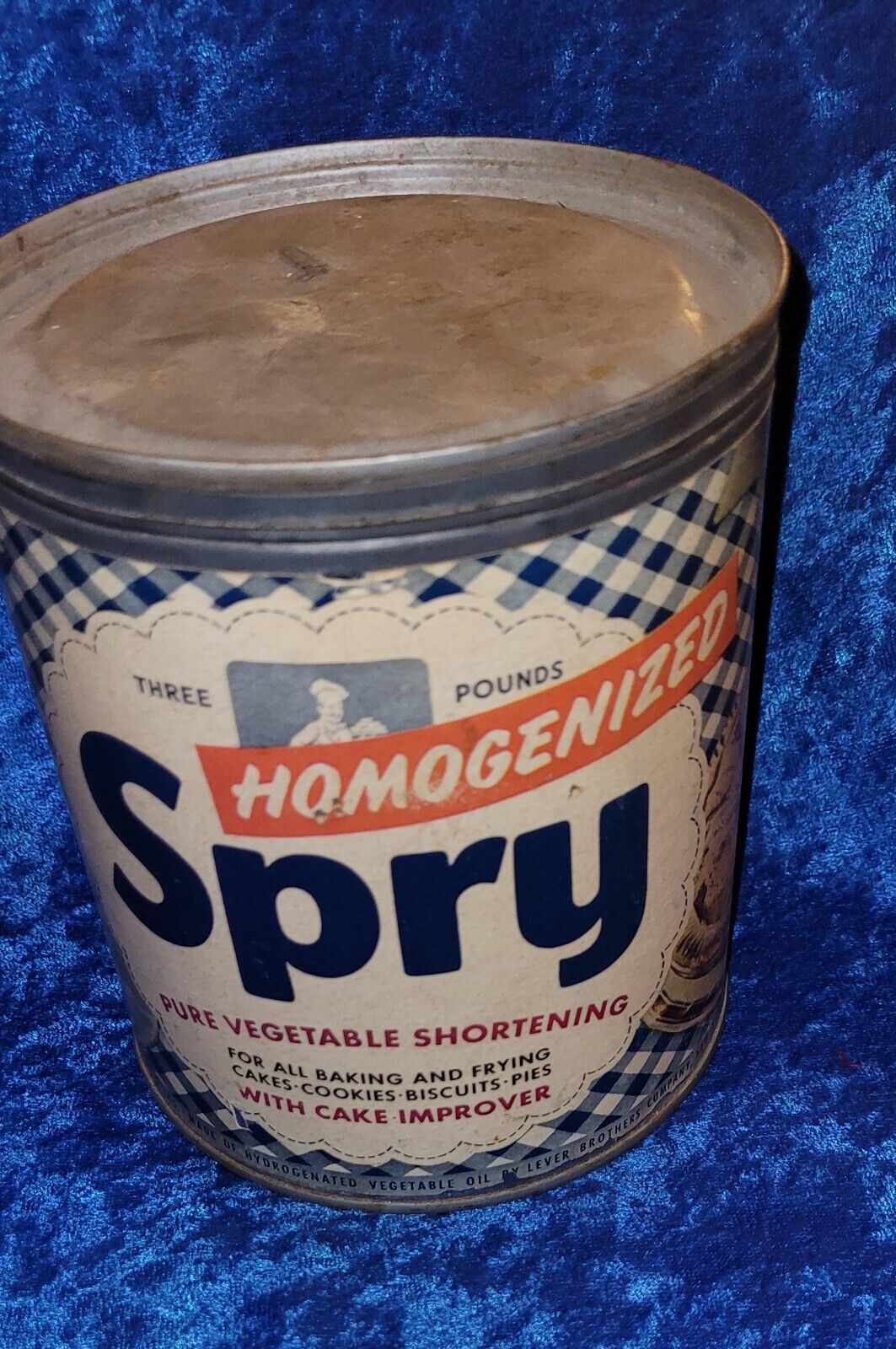 Vintage Spry Pure Vegetable Shortening Collectible 3 Pound 