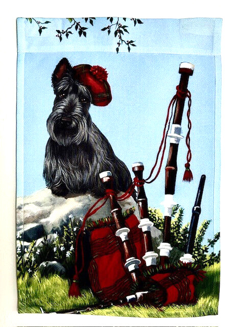 Scottish Terrier Garden Flag ~ Scottie Bagpiper ~ Scotty Bagpipes ~  