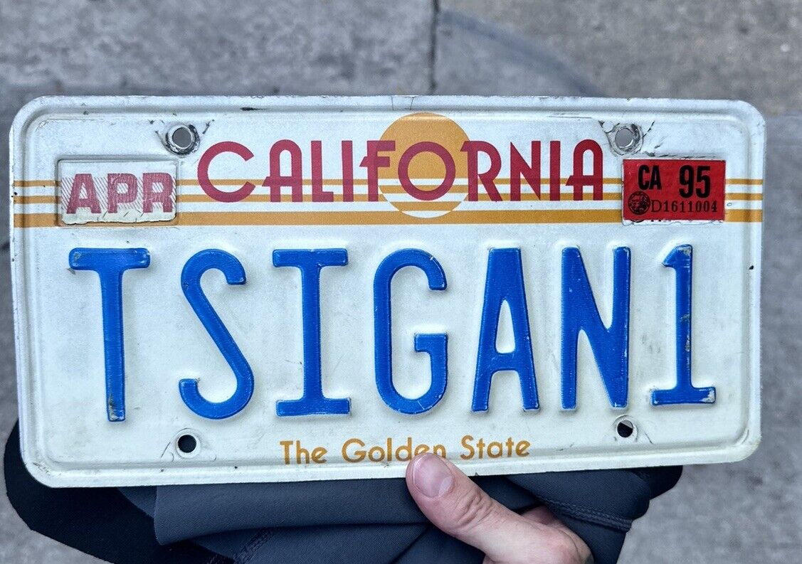 Vintage 1990’s CALIFORNIA Golden State Sunset Vanity Plate TISGANI (GIPSY  ROMA)