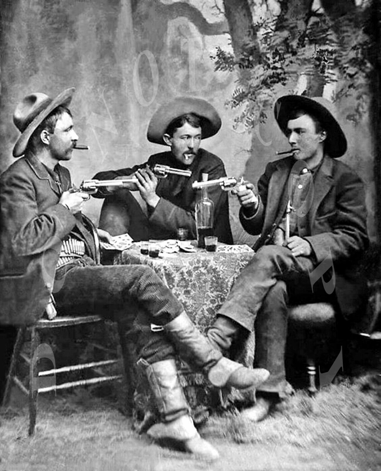 ANTIQUE OLD WEST 8X10 REPRO INTERIOR PHOTO PRINT OF WESTERN POKER GAMBLING TABLE