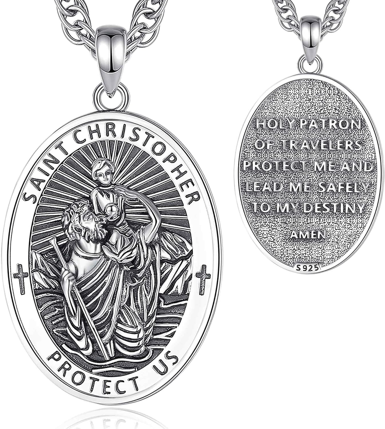 925 Sterling Silver St. Michael/St. Christopher/St. Benedict/St. Gabriel/Virgin 
