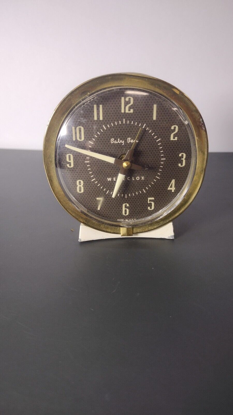 Vintage Westclox Baby Ben Alarm Clock Cream & Brass Glow 1950-60 Fallout Style