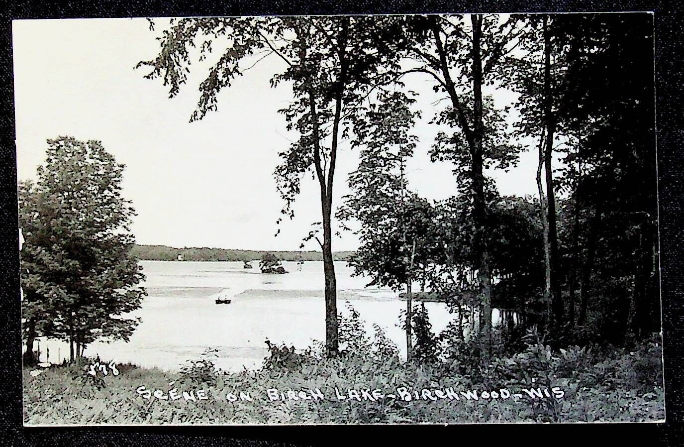 RPPC 1950s Real Photo Postcard Birch Lake Birchwood WI Fishing Boats Islands