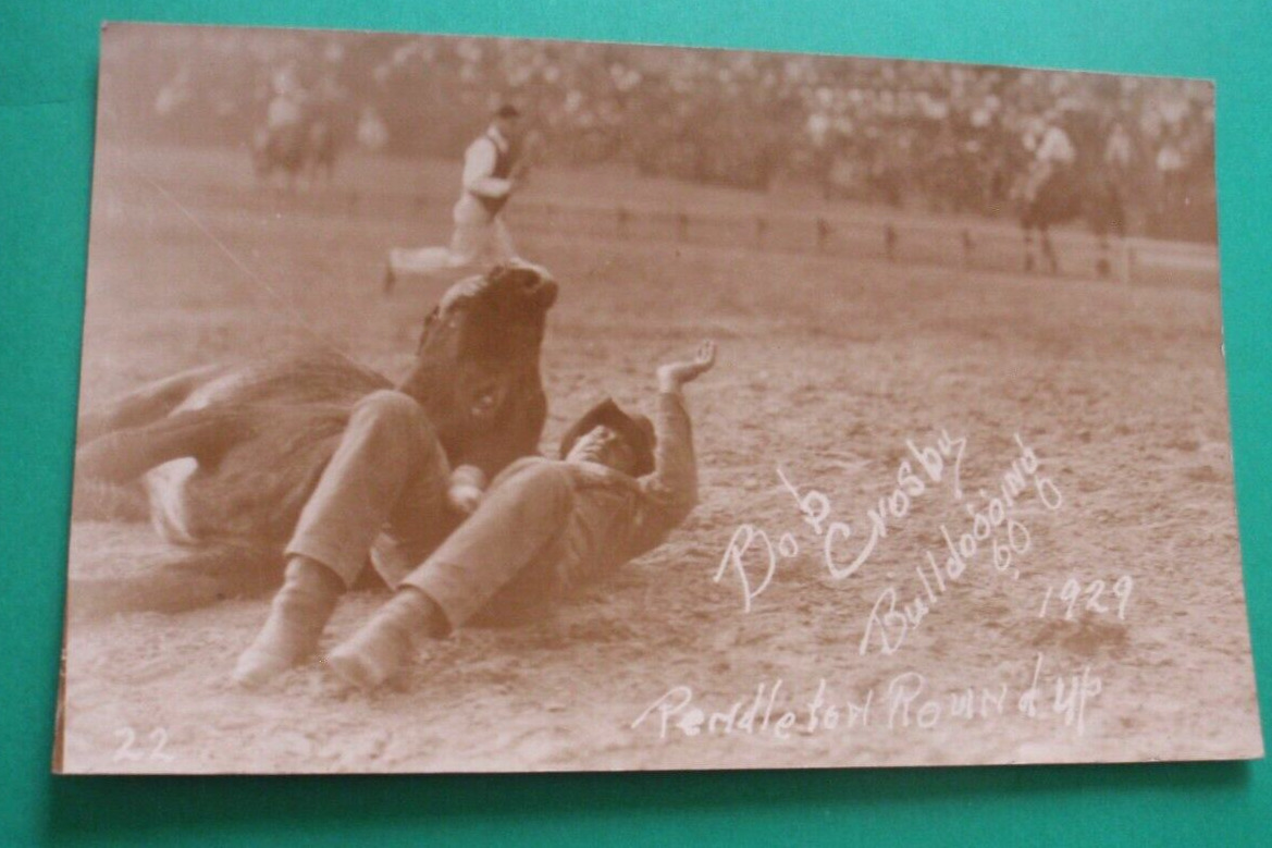 RPPC Rodeo Bob Crosby Bulldogging 1929 Pendleton Roundup   unposted