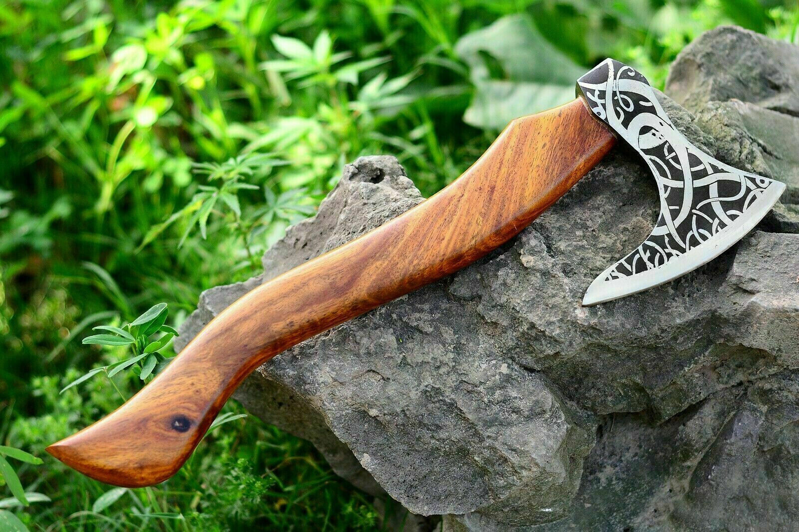 2pcs Handmade Carbon Steel Viking Axe For Outdoor Hiking Camping & Hunting