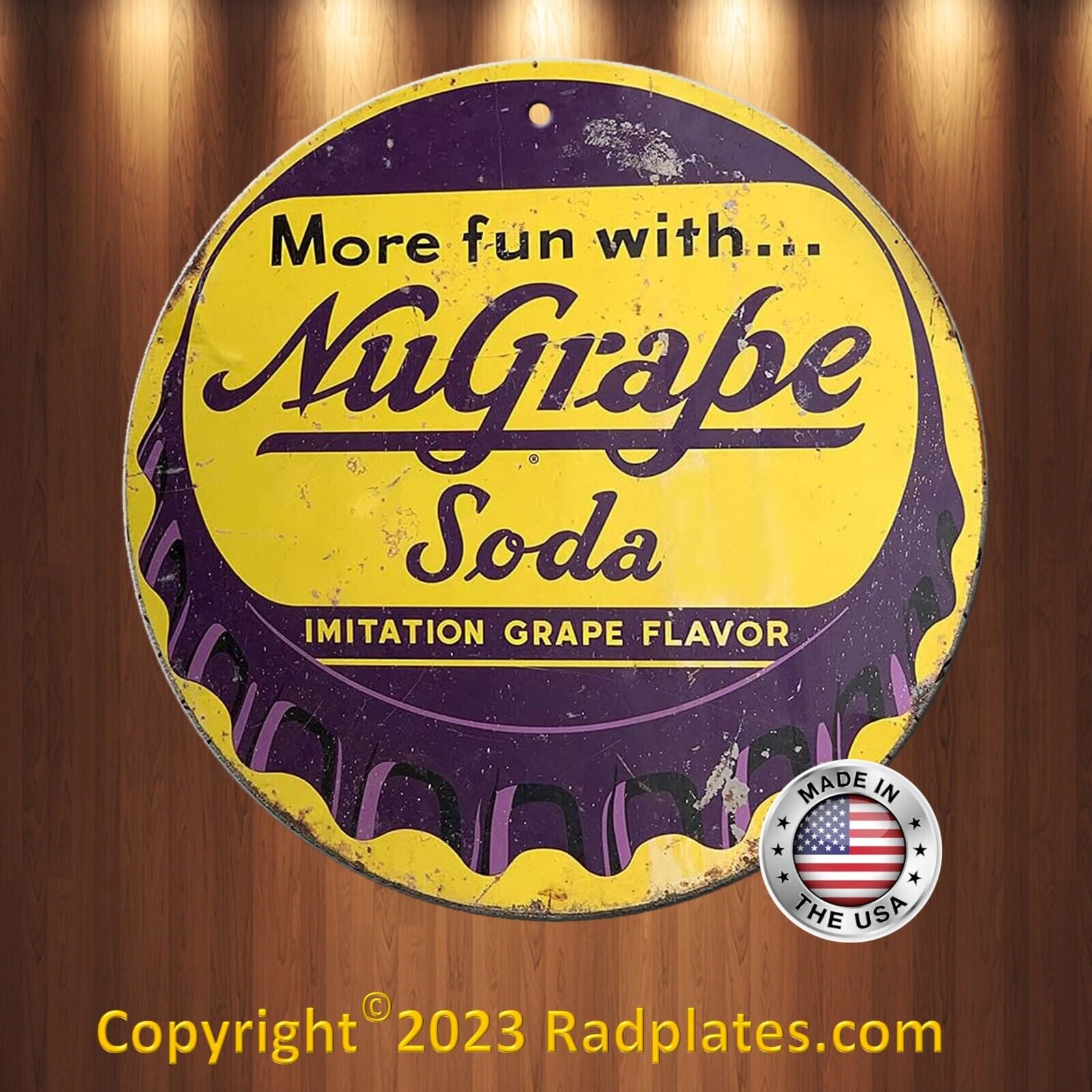 NUGRAPE SODA Vintage Retro Look Replica Aluminum Round Metal Sign 12\