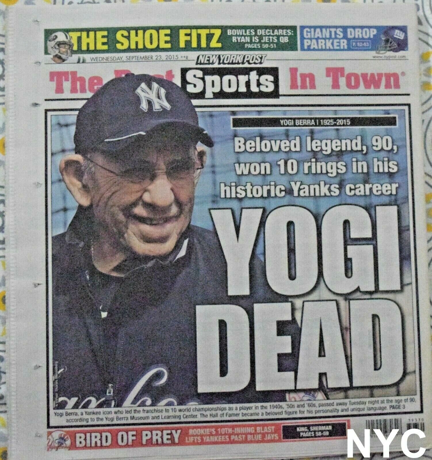 Yogi Berra Dead New York Post September 23 2015 🔥