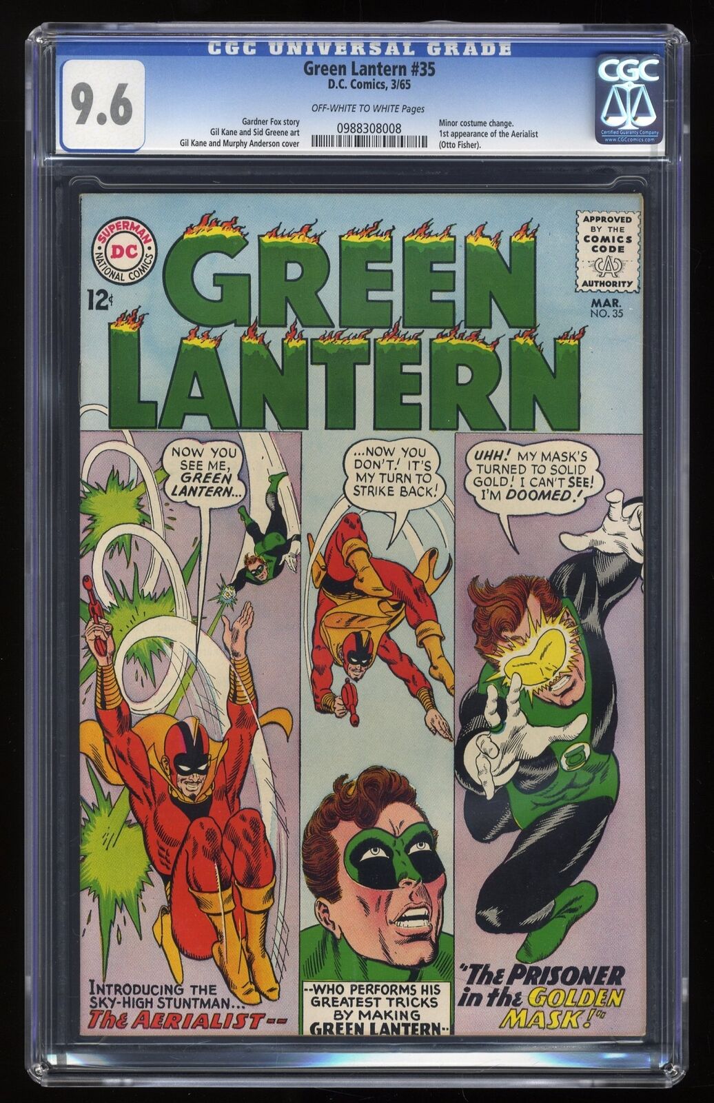 Green Lantern #35 CGC NM+ 9.6 Off White to White 1st Appearance Aerialist