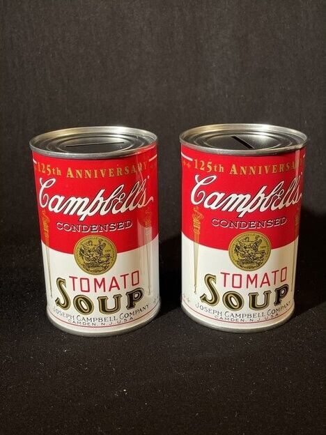 Vintage Campbells Tomato Soup 125th Anniversary Can Bank Set of 2
