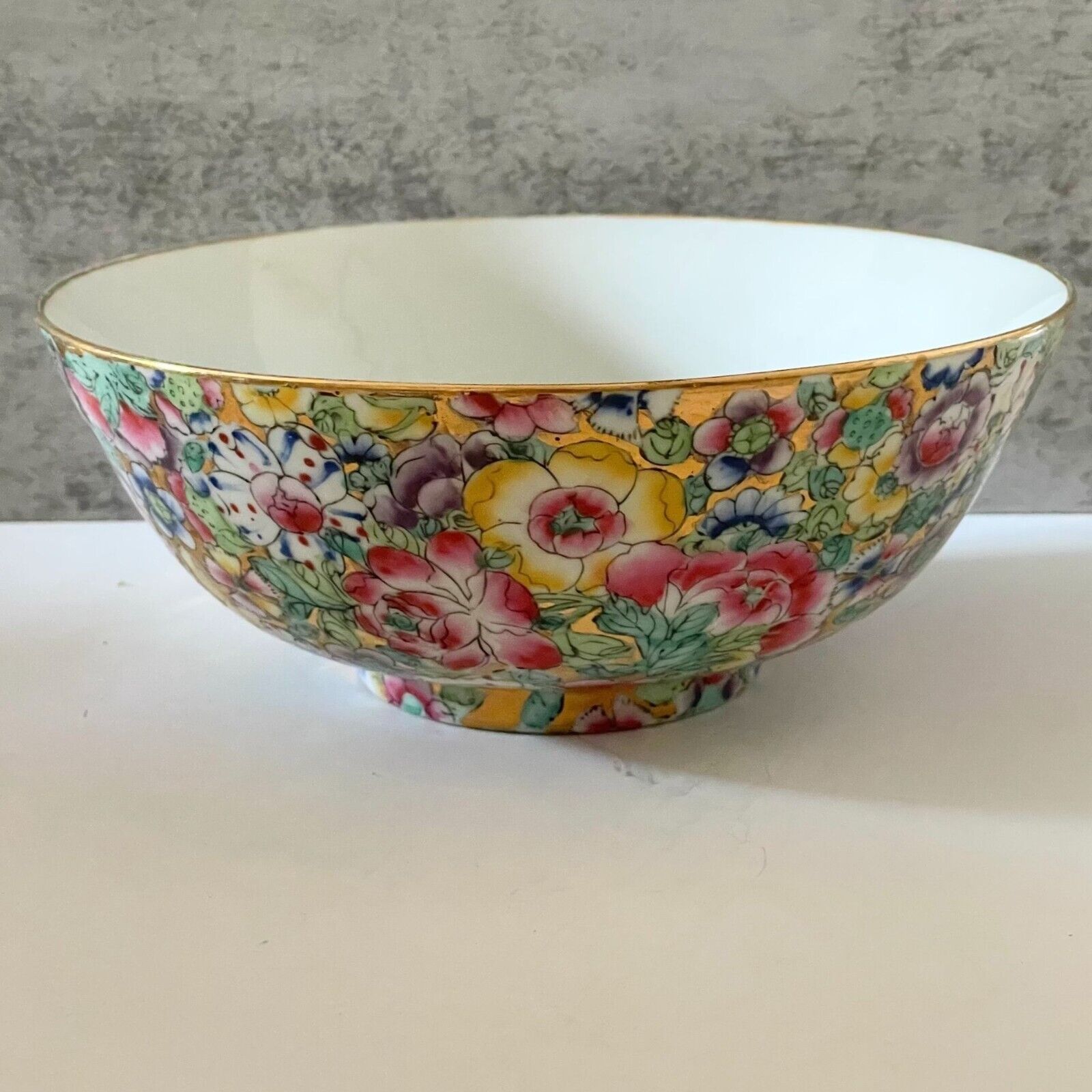 Vintage Y.Y. Japanese Porcelain Ware Decorated Hong Kong Floral Chinoiserie Bowl
