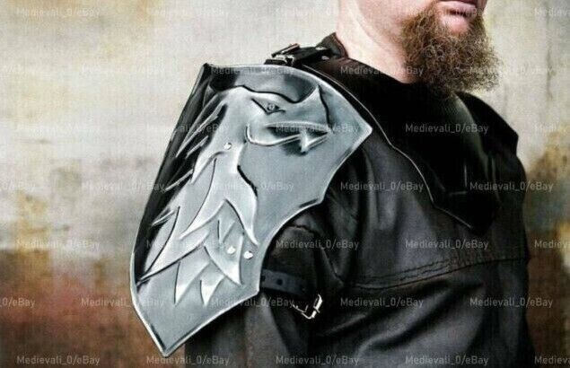18GA Steel Medieval Pair of Pauldrons And Gorget Dragon Knight Armor Fantasy