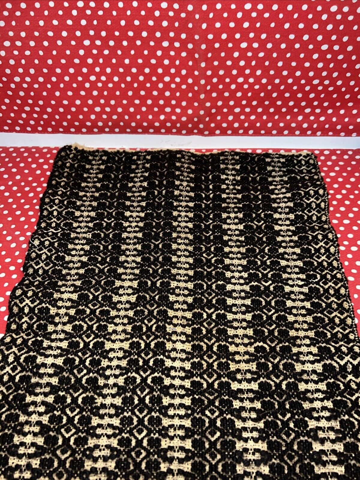 RARE Antique overshot Linsey Woolsey SAMPLE European hand woven APPX 12 X 14