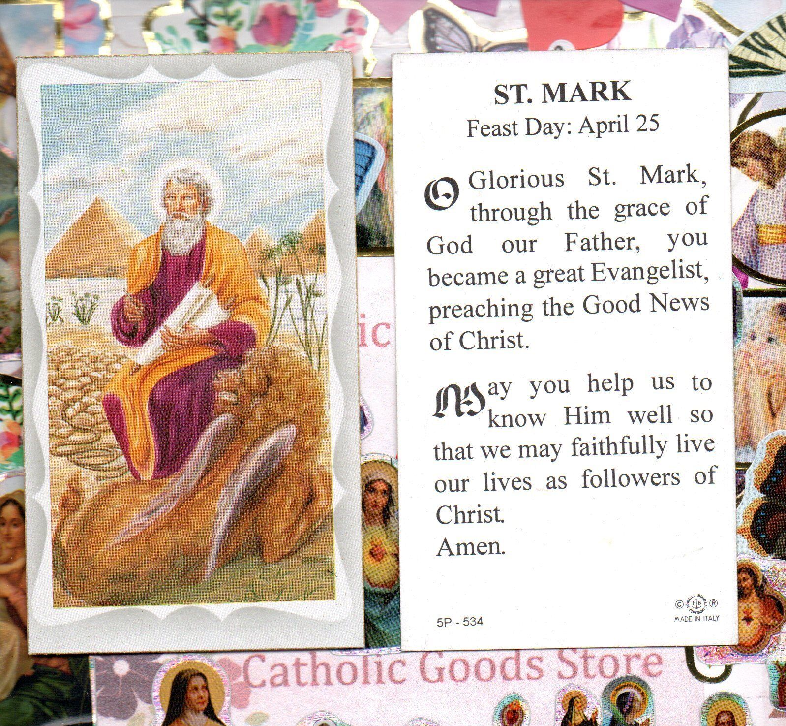 Saint Mark with Prayer to St. Mark  - Paperstock Holy Card