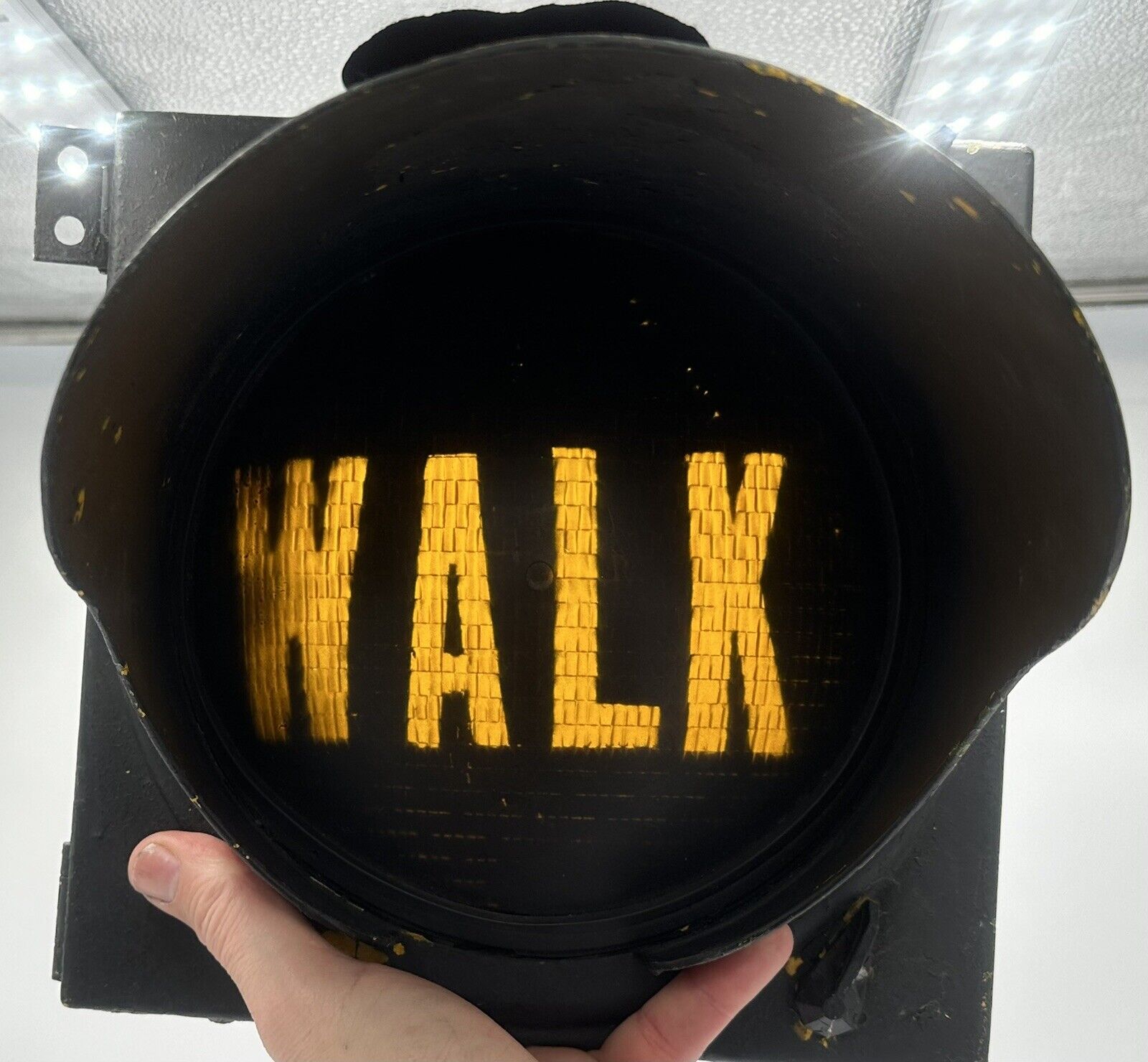 Vintage Walk Traffic Signal Pedestrian Lens Old Round Style Game room Rare