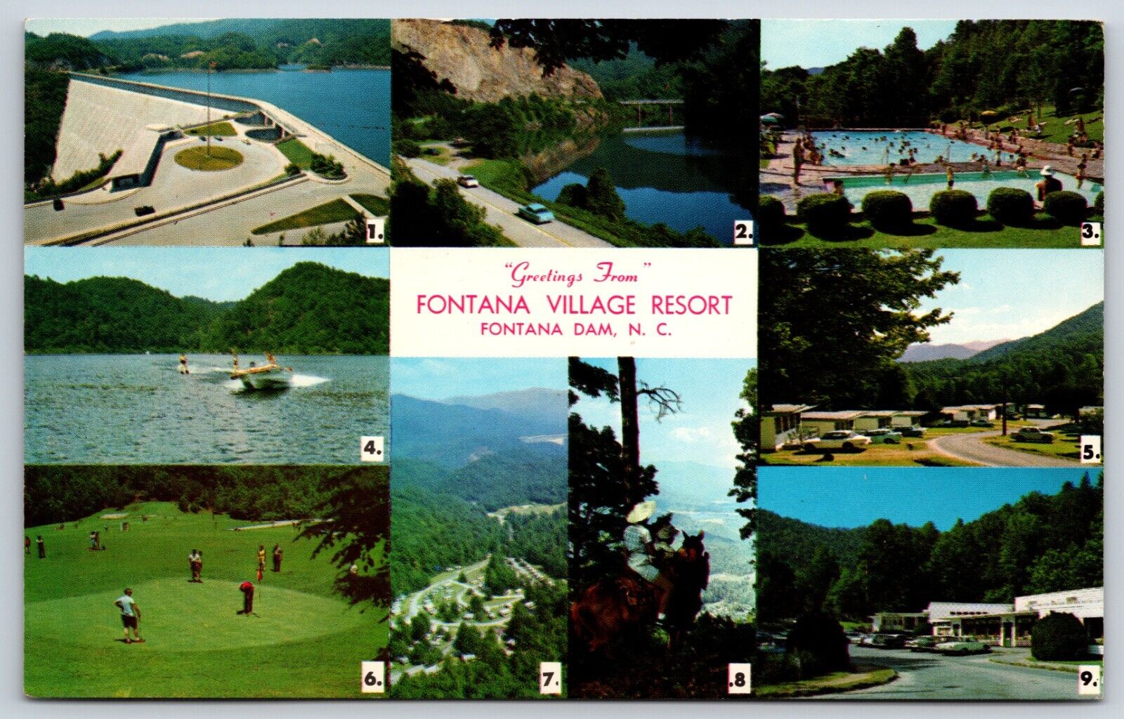 Postcard Greetings From Fontana Village Resort, Fontana Dam, NC Unposted