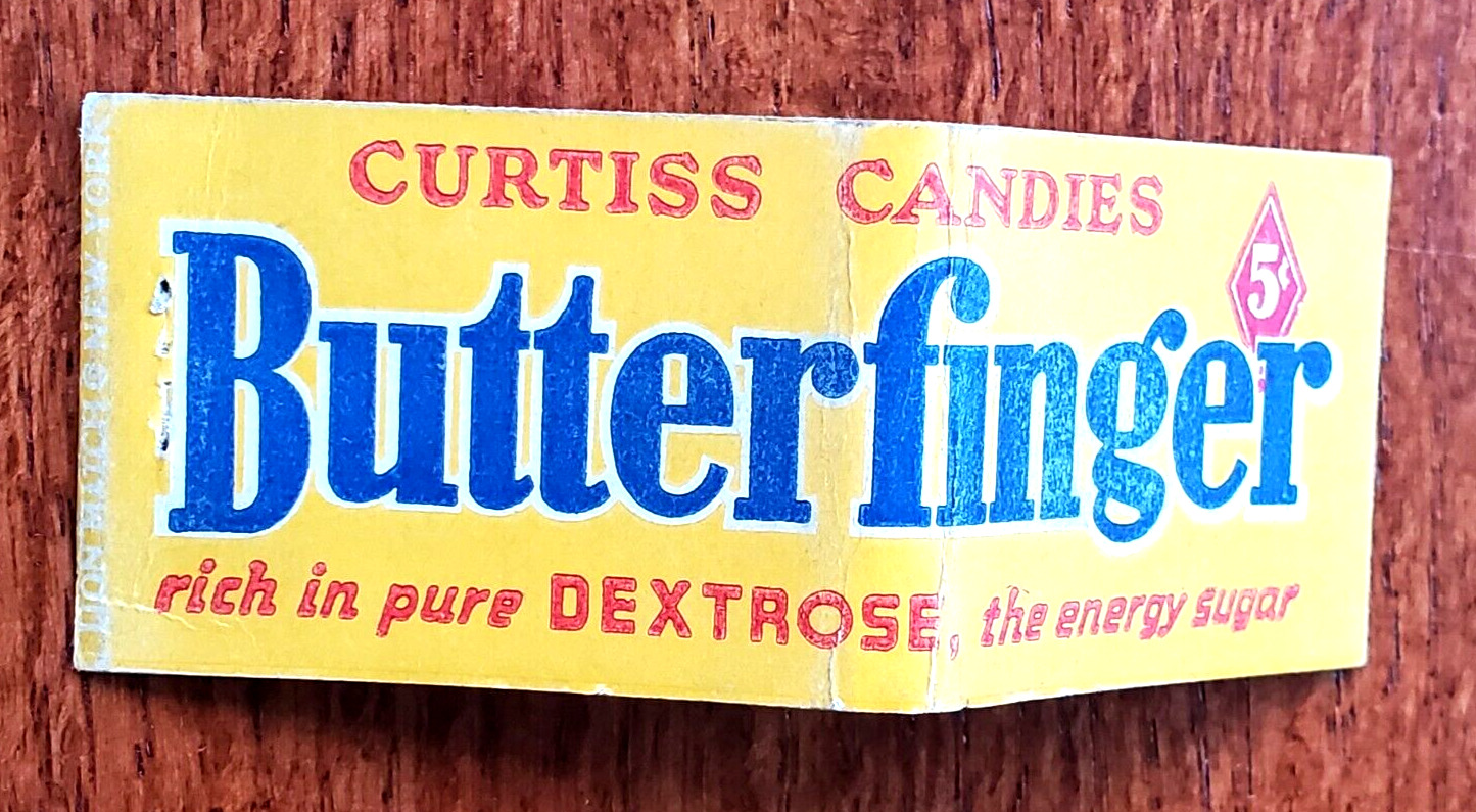 Vintage Matchbook Cover Butterfinger Curtiss Candies Dextrose the energy sugar