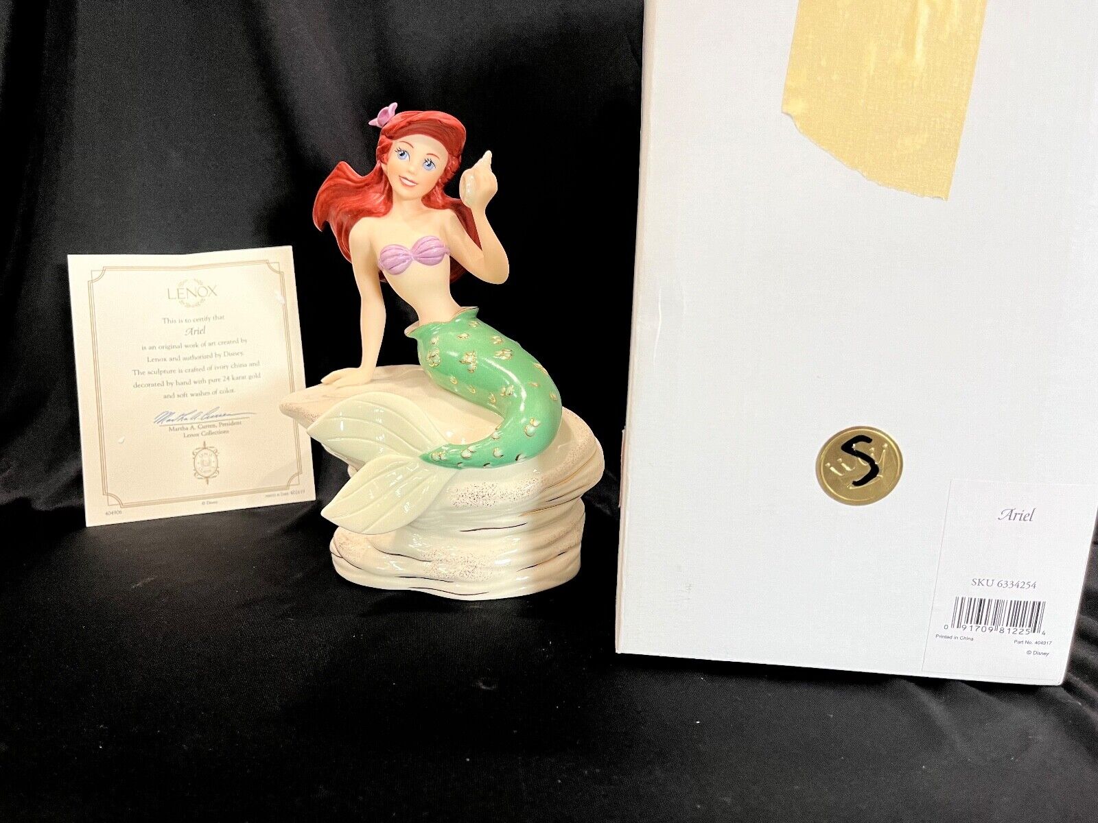 LENOX DISNEY SHOWCASE COLLECTION Ariel Little Mermaid FIGURINE WITH BOX AND COA