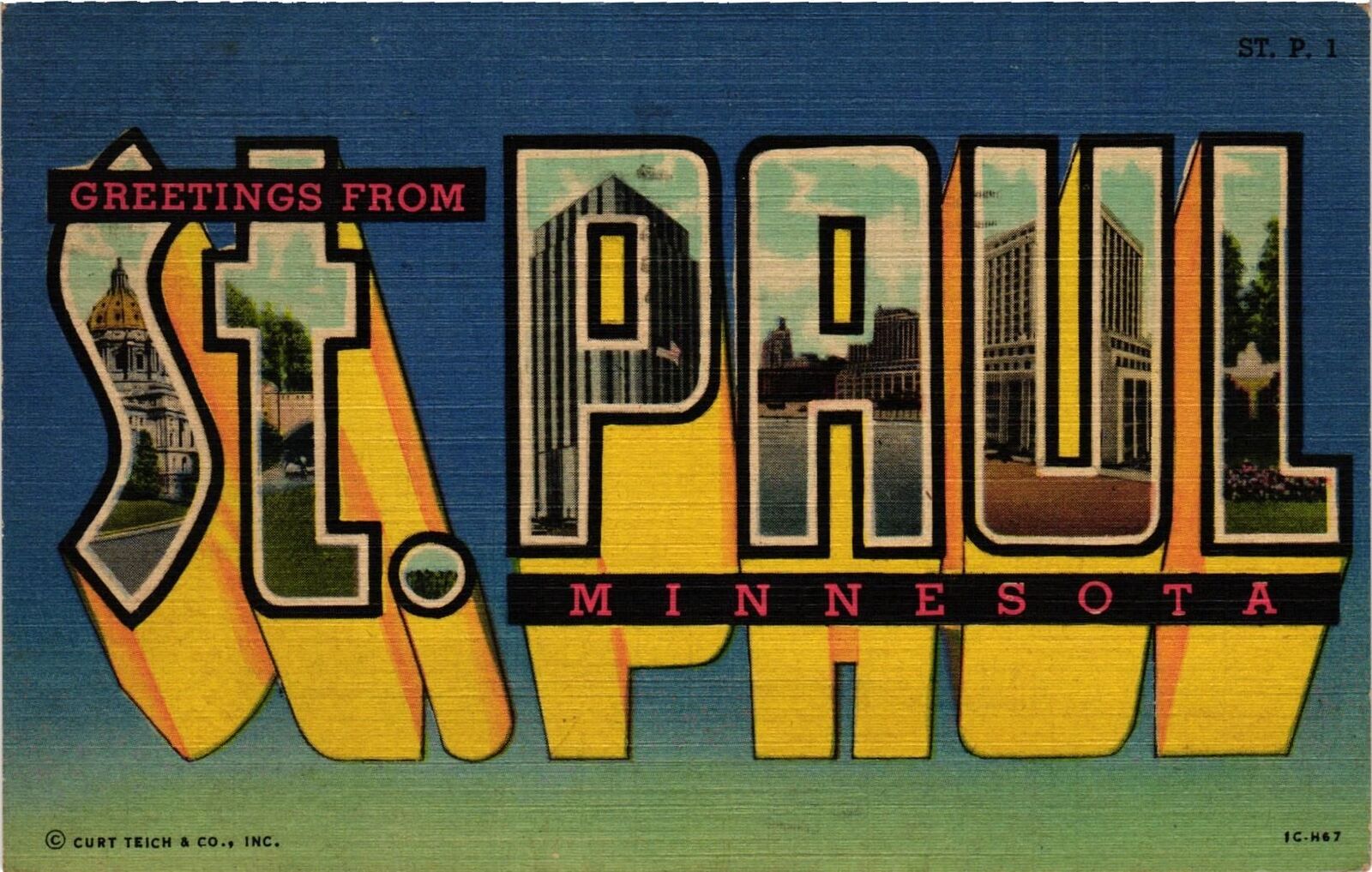 Vintage Postcard- 1C-H67. Greeting From St. Paul. Minnesota. Posted 1952