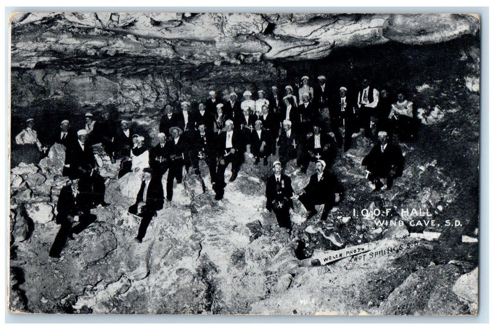 1908 IOOF Hall Wind Cave South Dakota SD, Hot Springs Posted Antique Postcard