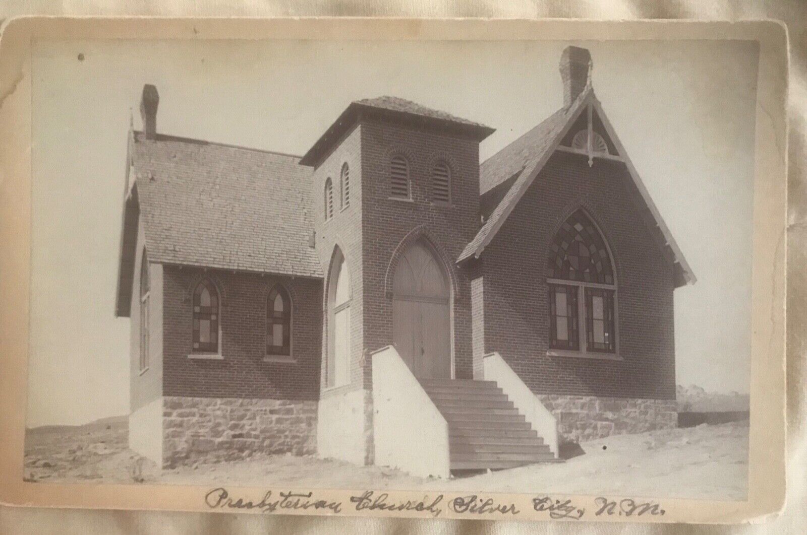 Silver City New Mexico Presbyterian Church 1880s Antique Victorian Cabinet Photo