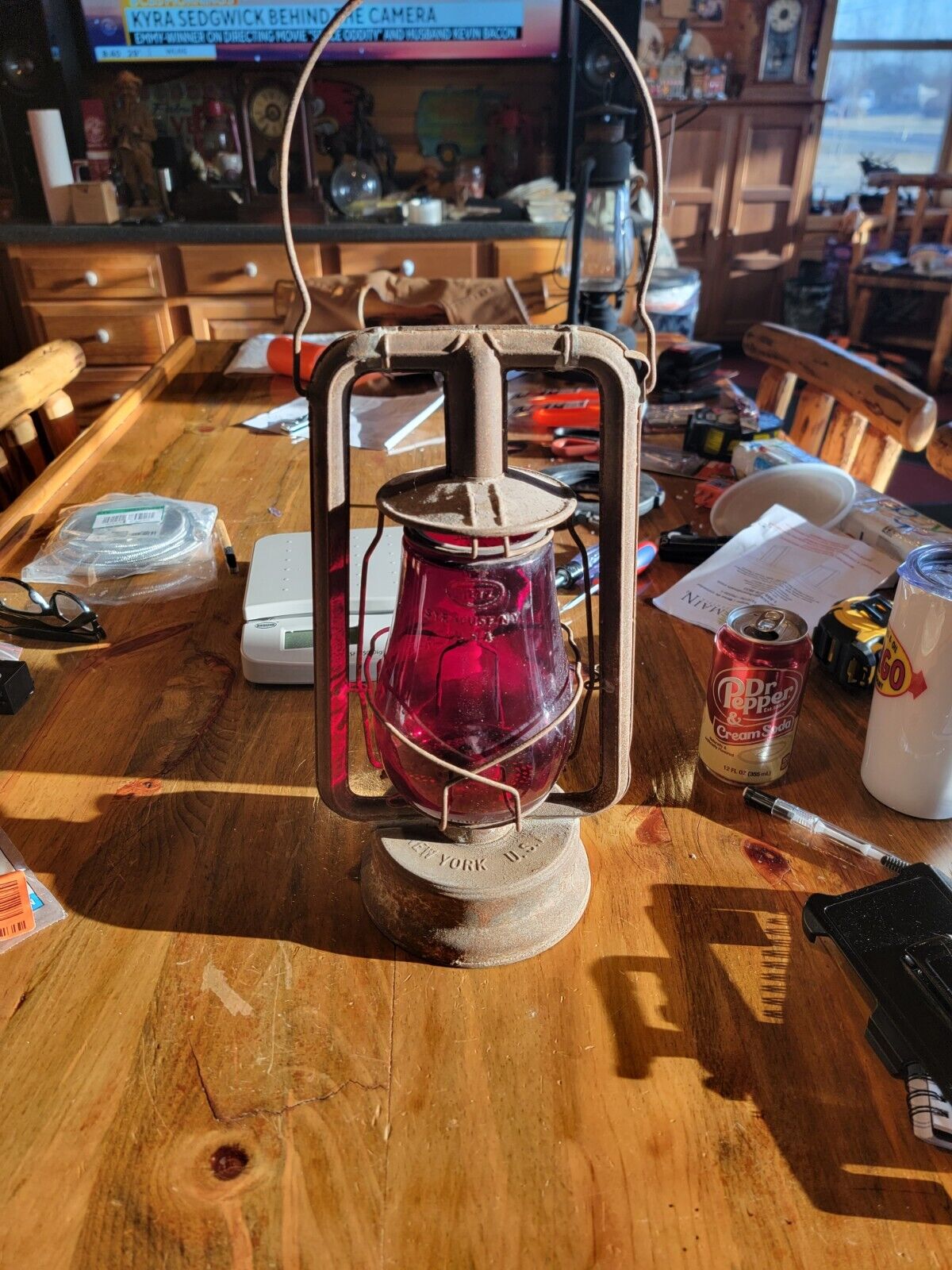 Vintage Hy-Lo Dietz Red Fitzall Glass Kerosene Lantern Made In USA