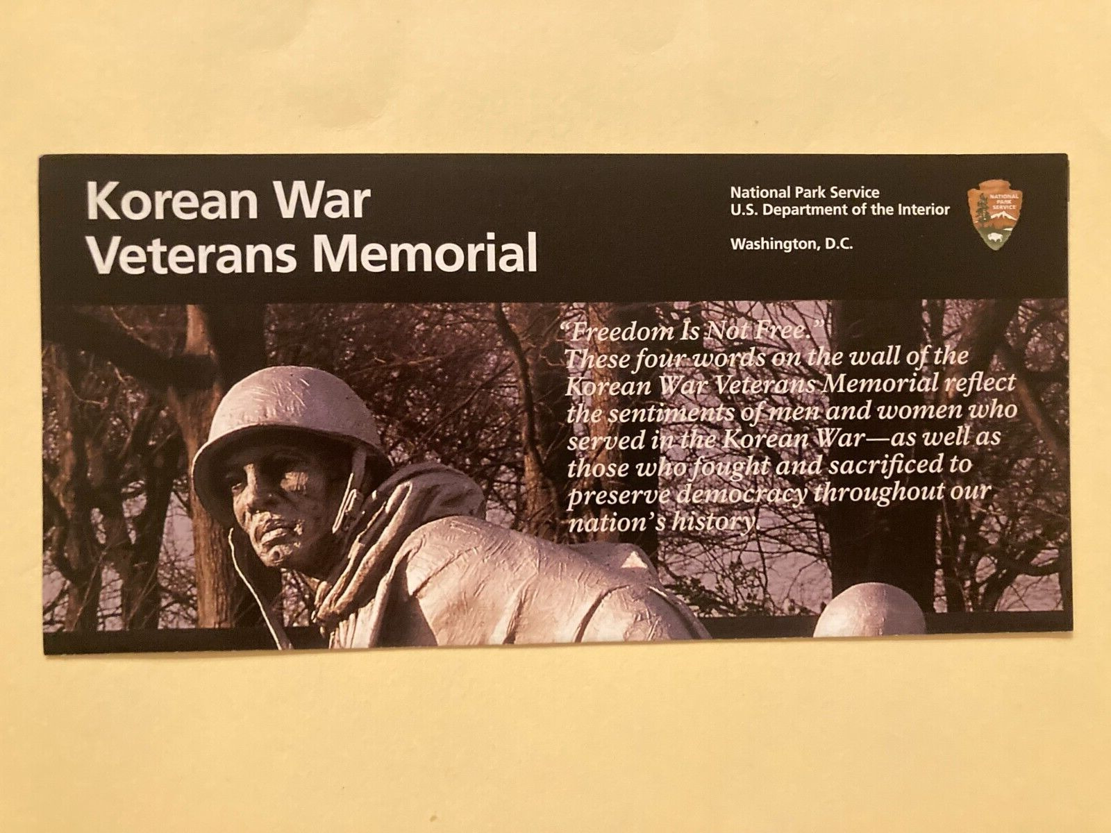New KOREAN WAR VETERANS MEMORIAL NATIONAL PARK Unigrid Brochure Military Patriot