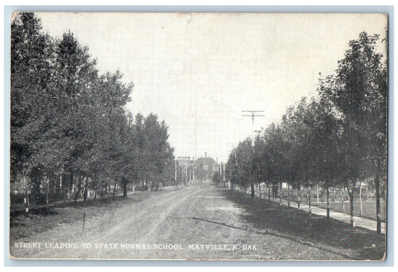 Mayville North Dakota ND Postcard Street Leading To State Normal School 1908