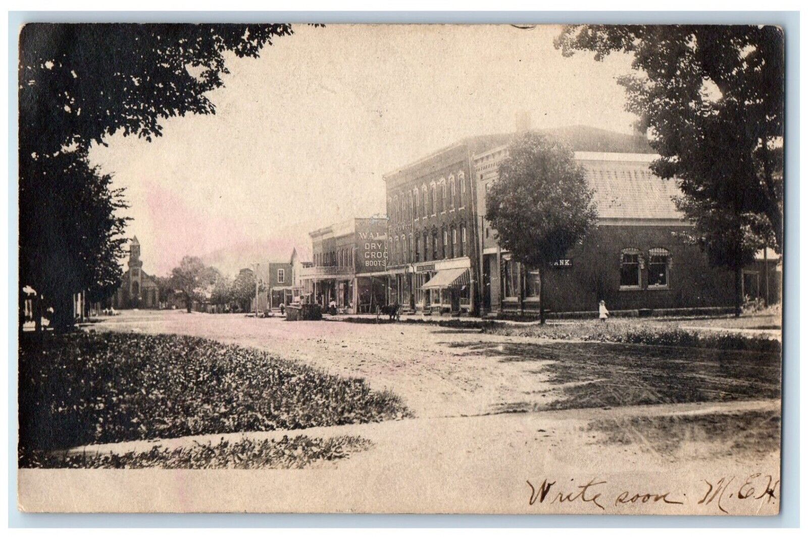 1906 Main Street Bank Dry Goods Store Ellicottville NY RPPC Photo Postcard