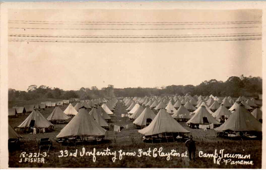 RPPC - Panama - The 33rd Infantry from Fort Clayton at Camp Focumionin - 1940s
